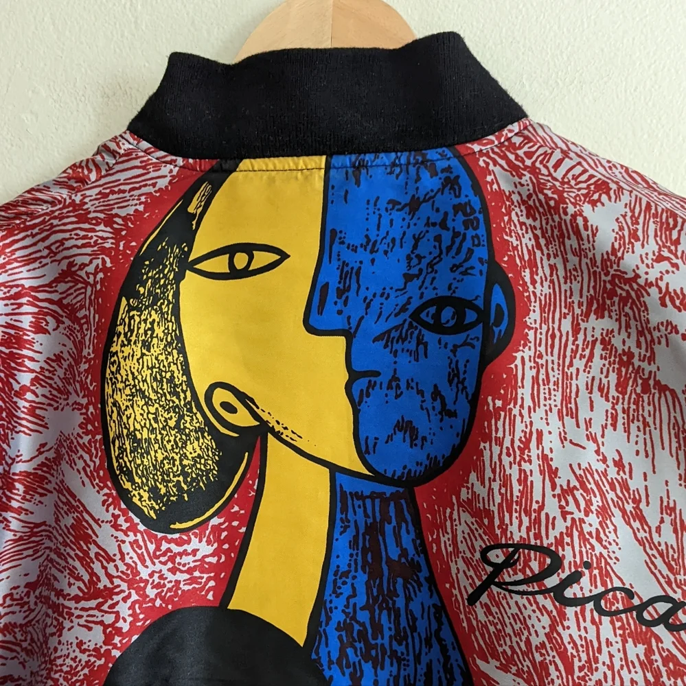 Picasso | Vintage | 90s Reversible Zip Front Satin Bomber Jacket Streetwear - Picture 6 of 13